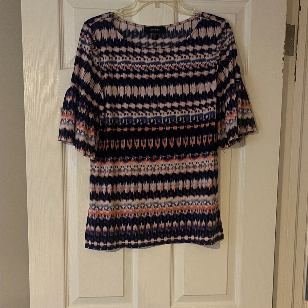 Karen Kane Purple Blue Pink Patterned Blouse